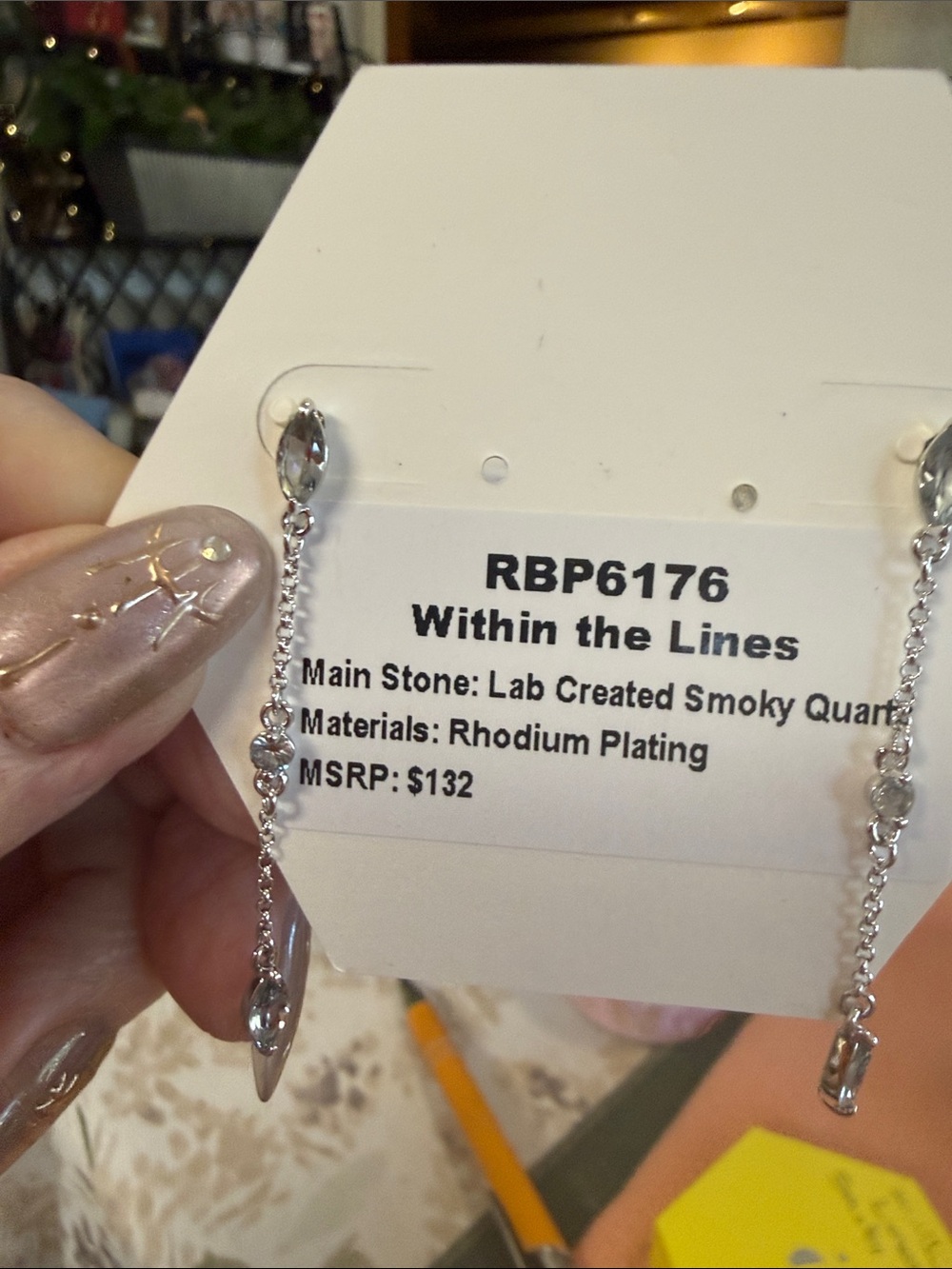 Within the Lines Rhodium-Plated Smoky Quartz Drop Earrings - Silver